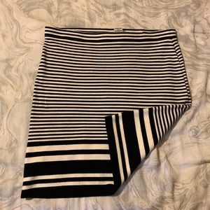 Black and white striped midi skirt